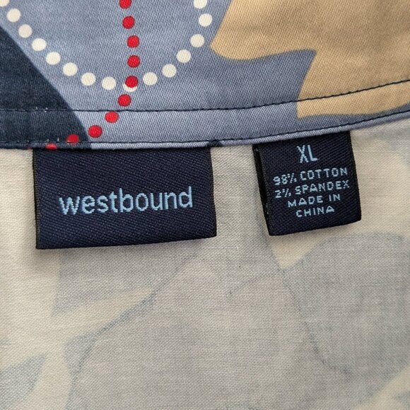 WESTBOUND Blue Floral Button Collared 3/4 Sleeve Casual Jacket; Size XL - Picture 4 of 5